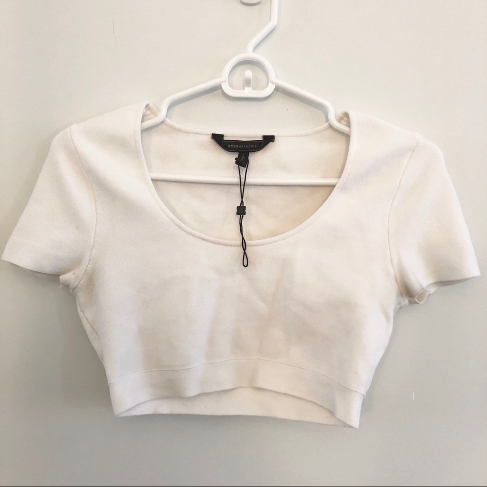 BCBG MaxAzria Maressa Thick White Crop Top